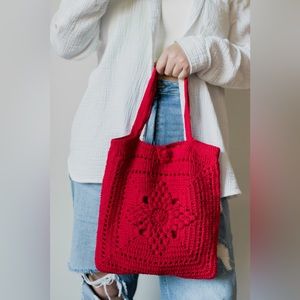 Red crochet purse